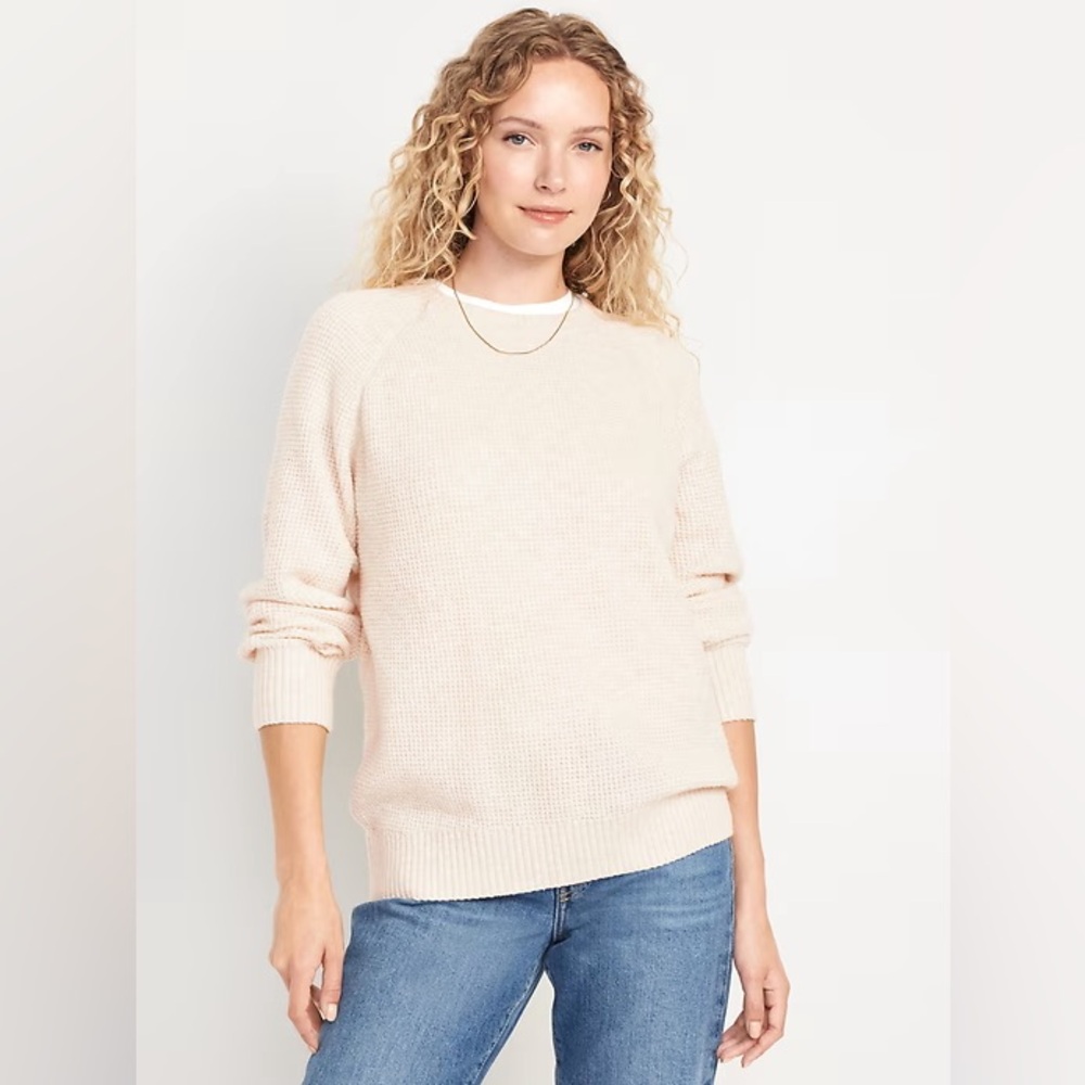 Old Navy SoSoft Crew-neck Tunic Sweater; Cream